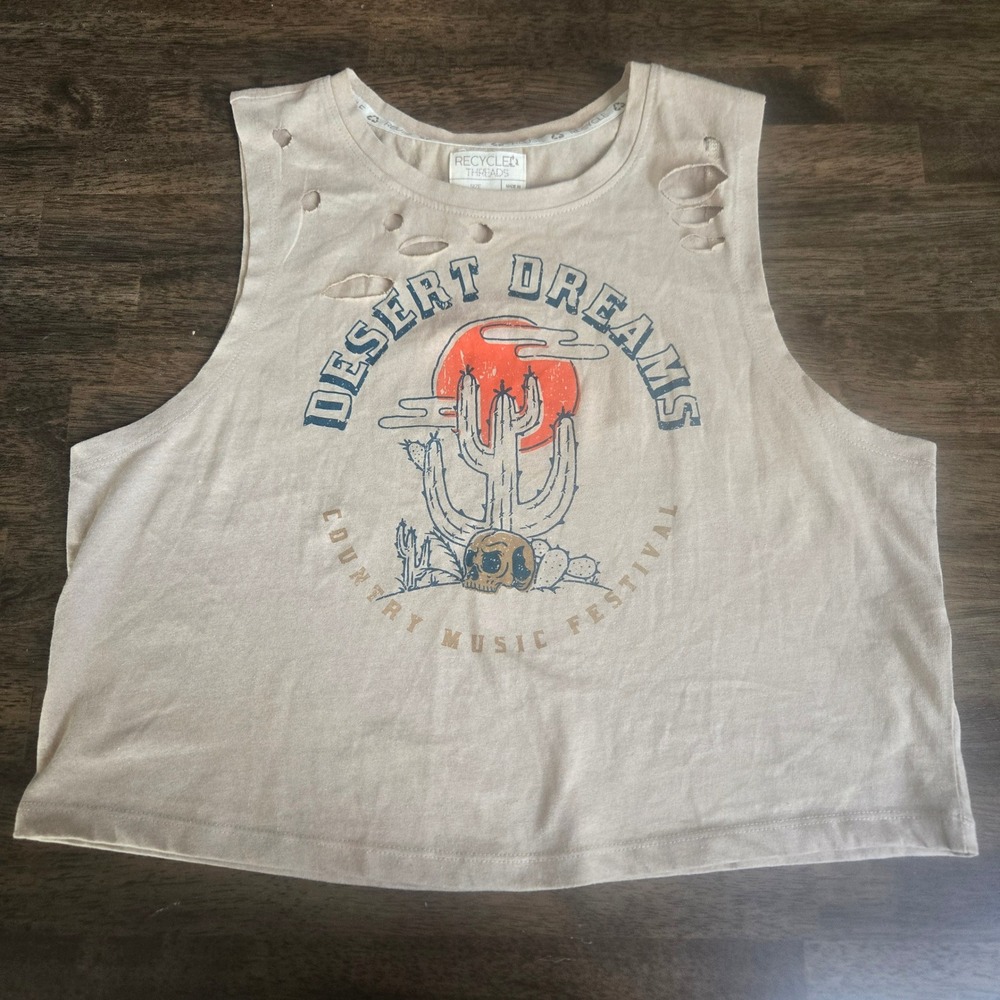 Recycled Threads Desert Dreams Country Music Festival Distressed Muscle Tank L - Picture 1 of 6